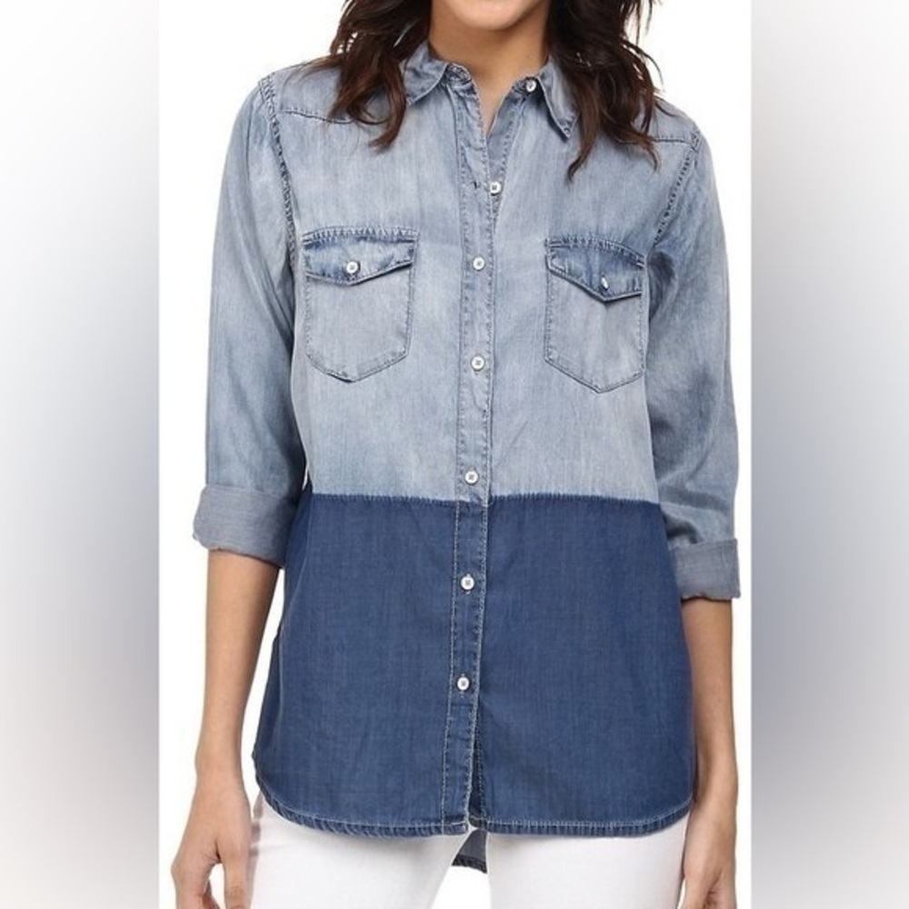 DKNY Jeans Oversize Denim Shirt Women’s contrast top size XS